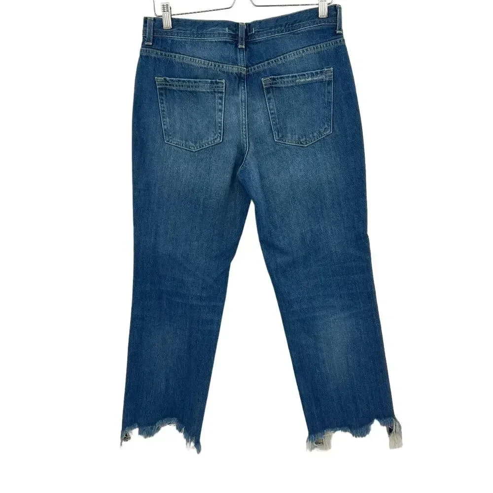 Free‎ People Maggie Straight Jeans Sequoia Blue Denim Size 28